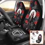 Akatsuki Car Seat Covers Elegant Red Cloud Pattern