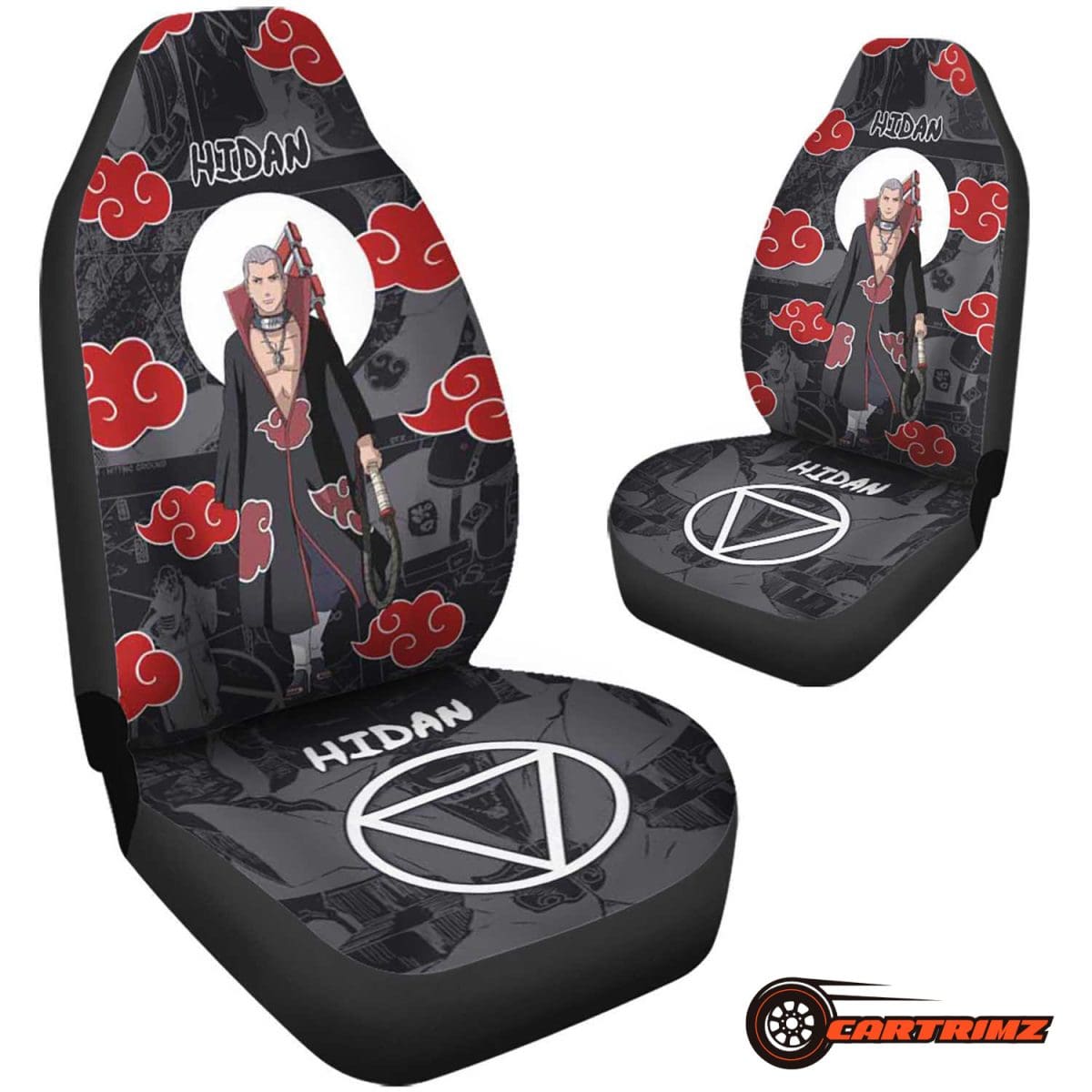 Akatsuki Car Seat Covers Elegant Red Cloud Pattern