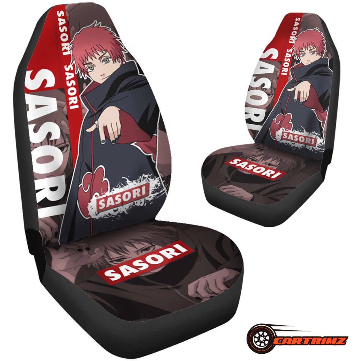 Akatsuki Car Seat Covers Bold Red Cloud Design