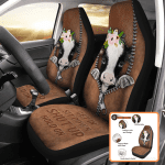 Personalized Cow Couple Car Seat Covers with Floral Wreath